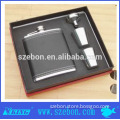 Hot sales High quality Classic Stainless steel Hip Flask with leather wrapped in gift box